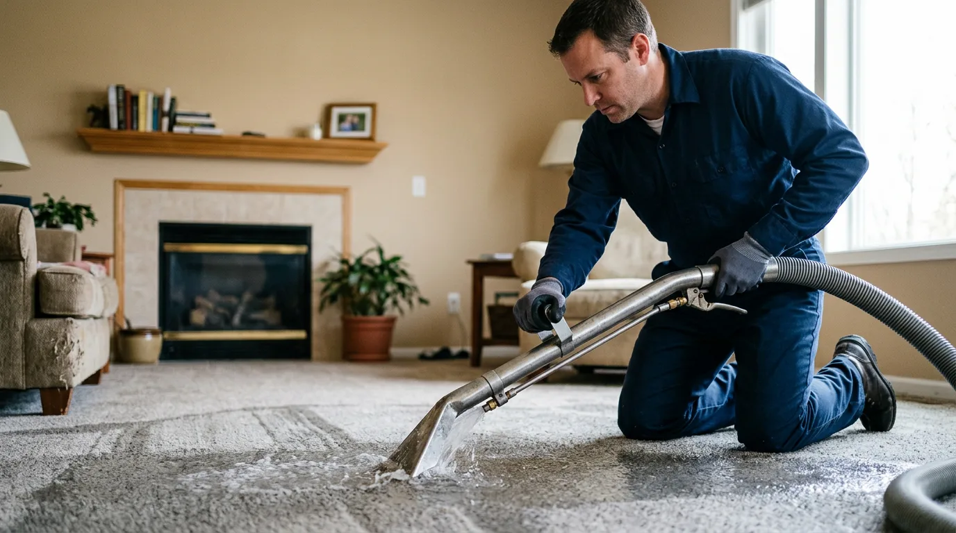 Water damage restoration technician working near Marienthal, KS